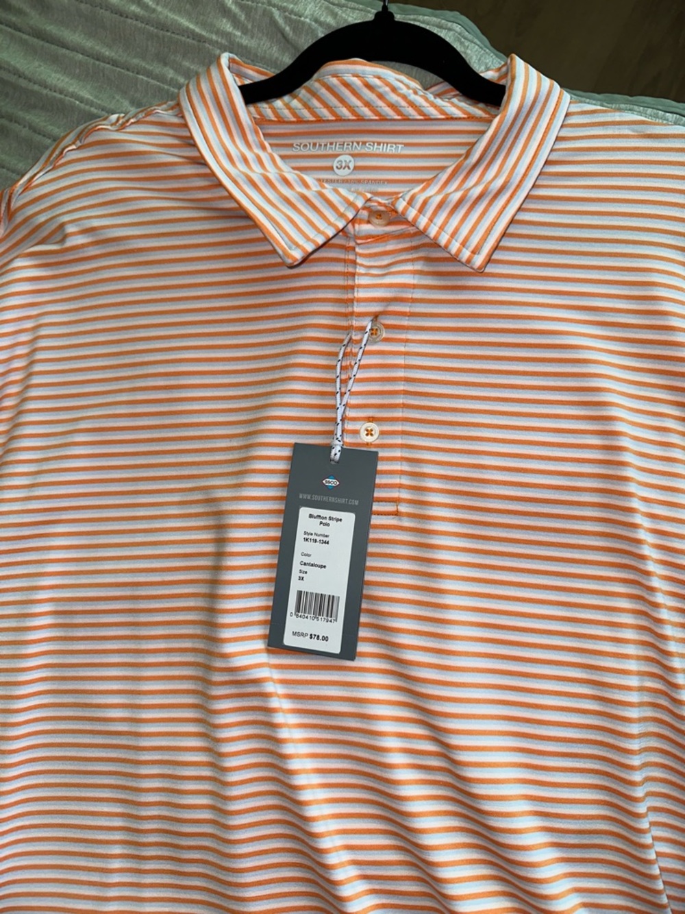 Men’s Orange & White Striped Polo